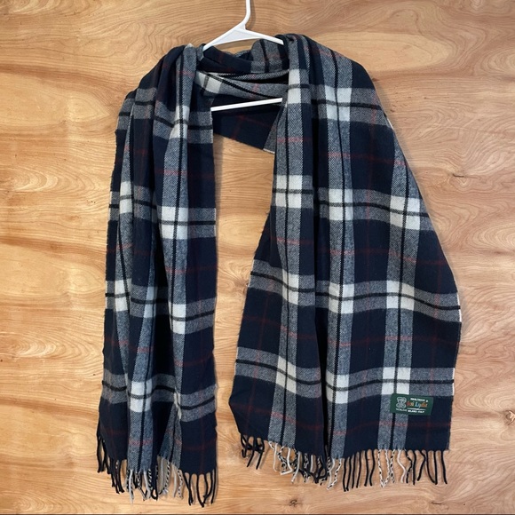 24x74” wooltouch jesi lydia scarf wool blue plaid - Picture 4 of 4